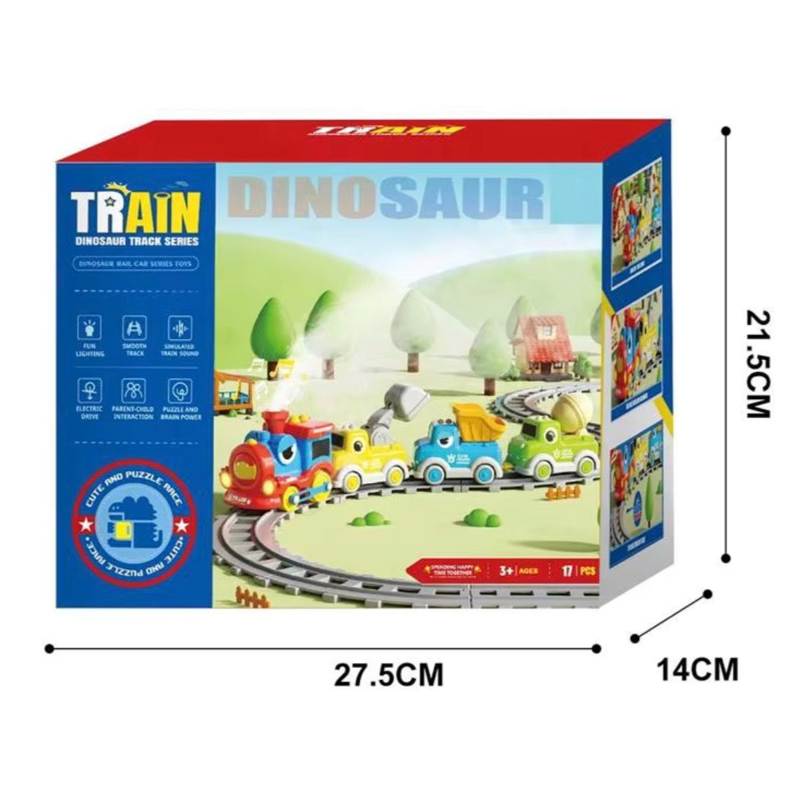 Customizable Dinosaur Track Train Toys for Kids | LED Lights & Spray