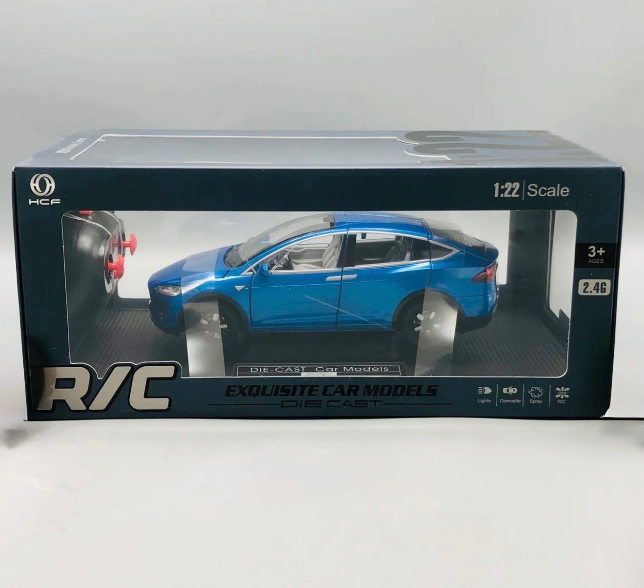 Tesla RC Diecast Model Car – Remote Control Metal Toy with Lights & Sound
