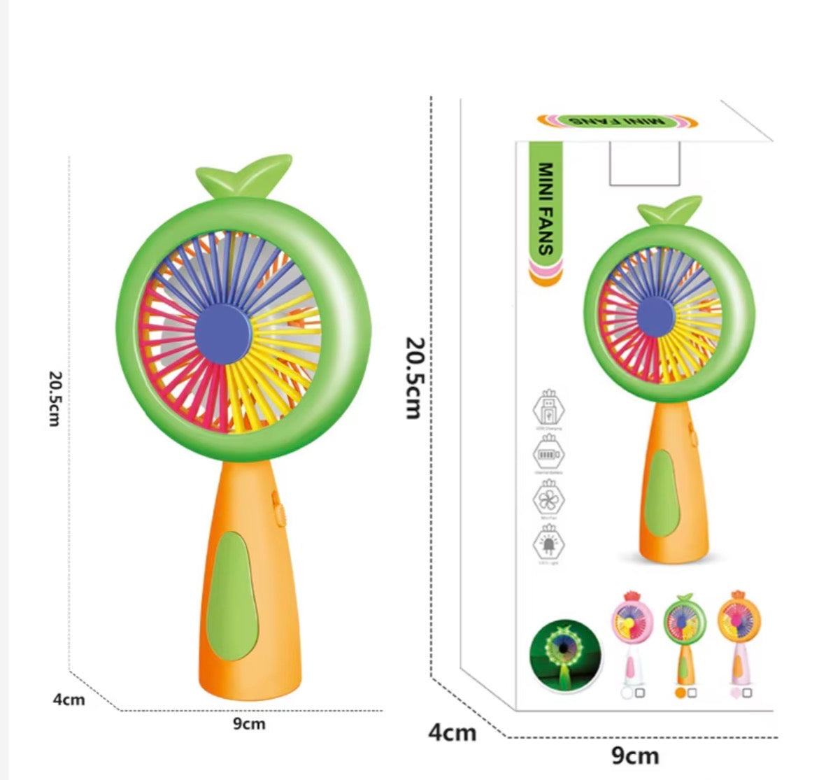 Colorful Handheld Portable Desk Mini Fan | Toy for Kids with Light