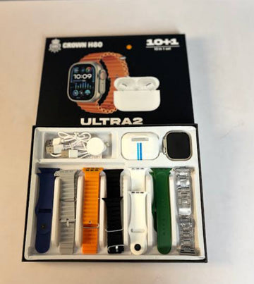 Crown Watch Ultra 2 – Smartwatch with 10+1 Strap Combo | Fitness & Style in One
