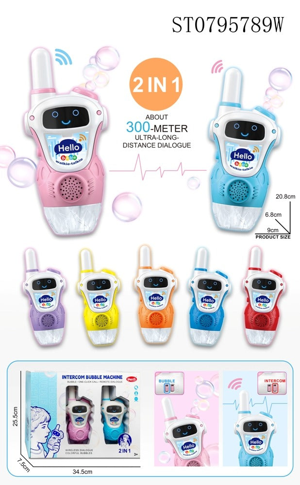 2Pcs Rechargeable Bubble Blower Walkie Talkie