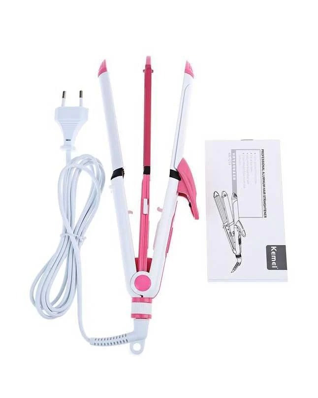 Kemei 1291 Hair Straightener, Curler & Crimper 3-In-1
