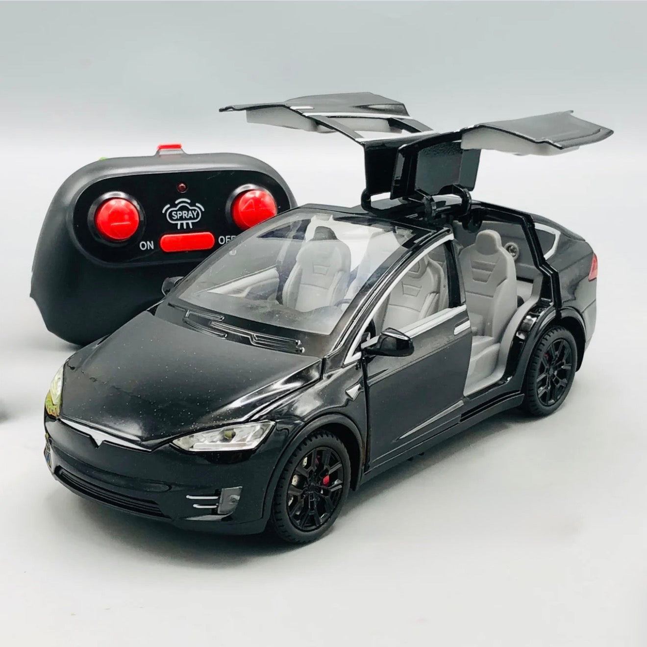 Tesla RC Diecast Model Car – Remote Control Metal Toy with Lights & Sound