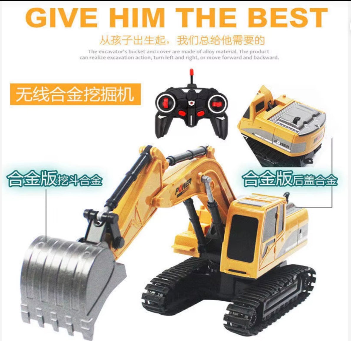 Remote Control Excavator Toy Truck | 1:22 Scale Construction RC Vehicle with Rechargeable Battery