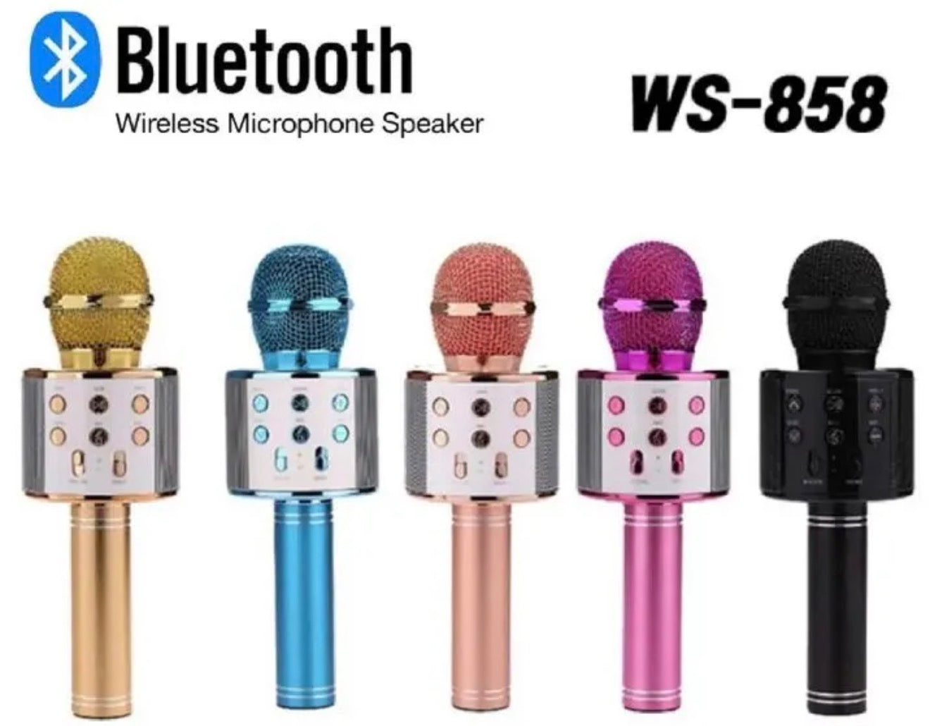WS-858 Wireless Bluetooth Handheld Portable Karaoke Mic Speaker KTV Microphone