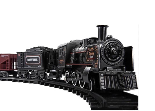 Retro Steam Train Set – Electric DIY Railway with Lights, Sounds & Smoke