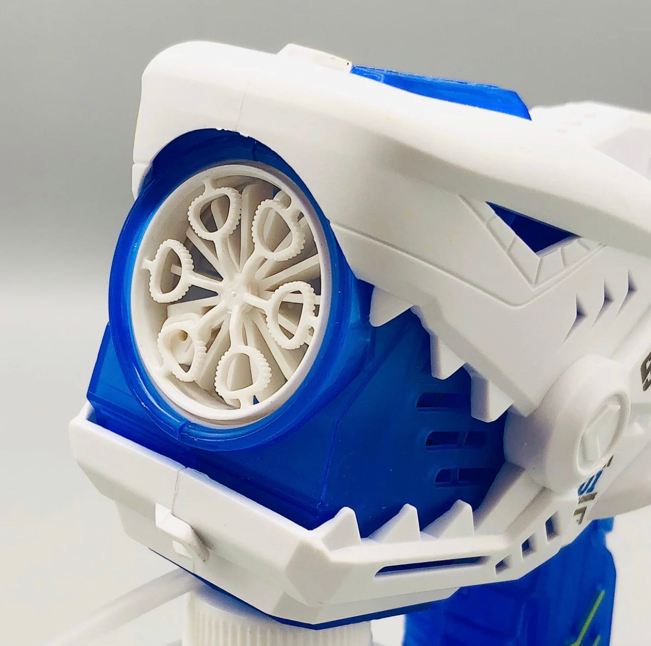 6-Holes Mini Shark Bubble Gun – Colorful Bubbles & LED Light Fun for Kids