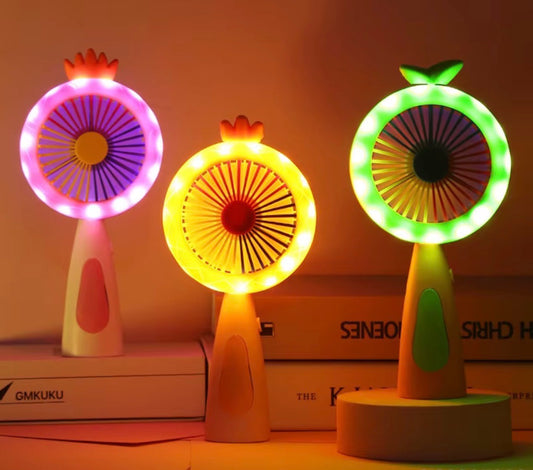 Colorful  Handheld Portable Desk Mini Fan | Toy for Kids with Light