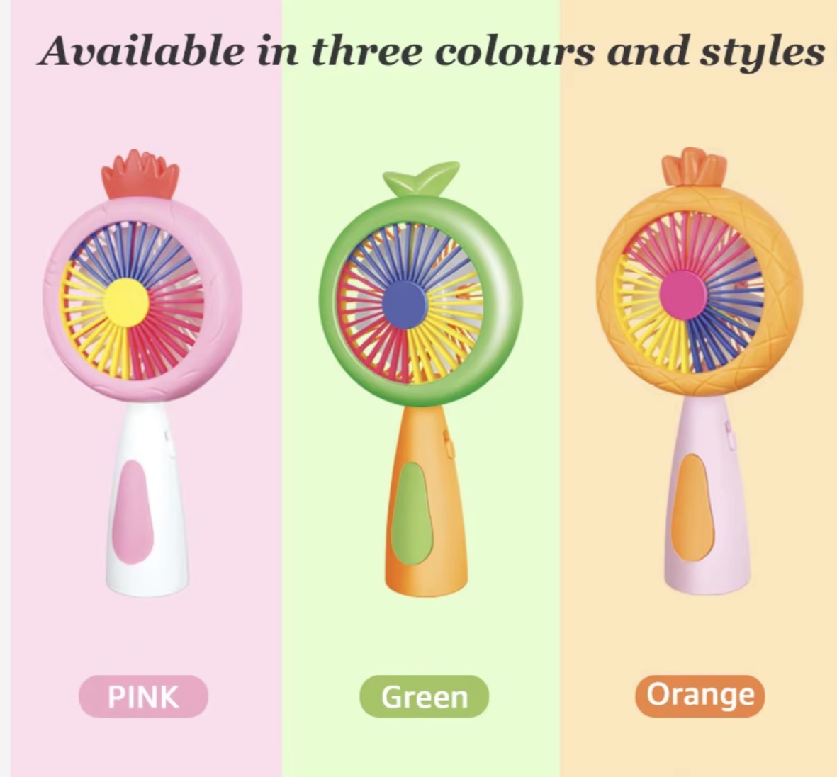 Colorful  Handheld Portable Desk Mini Fan | Toy for Kids with Light