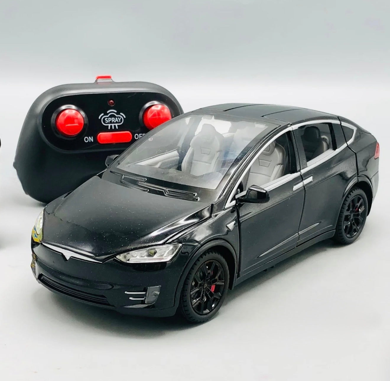 Tesla RC Diecast Model Car – Remote Control Metal Toy with Lights & Sound