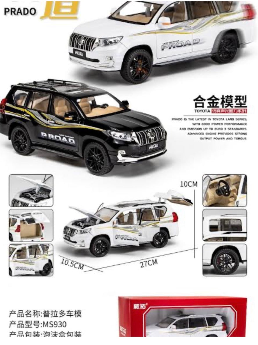 1:24 RC Prado Alloy Diecast Car with Remote | Openable Doors, Lights & Music