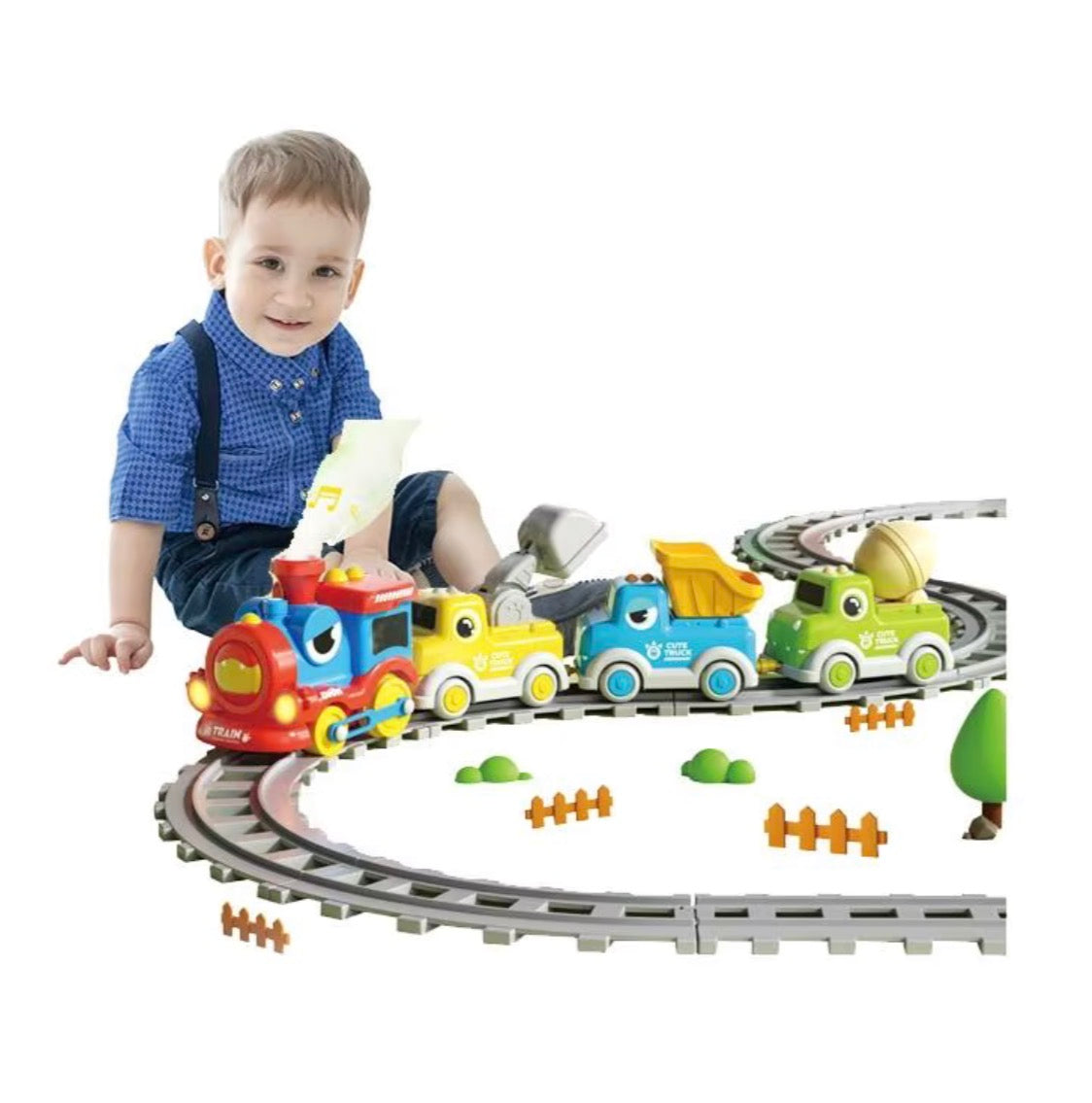 Customizable Dinosaur Track Train Toys for Kids | LED Lights & Spray