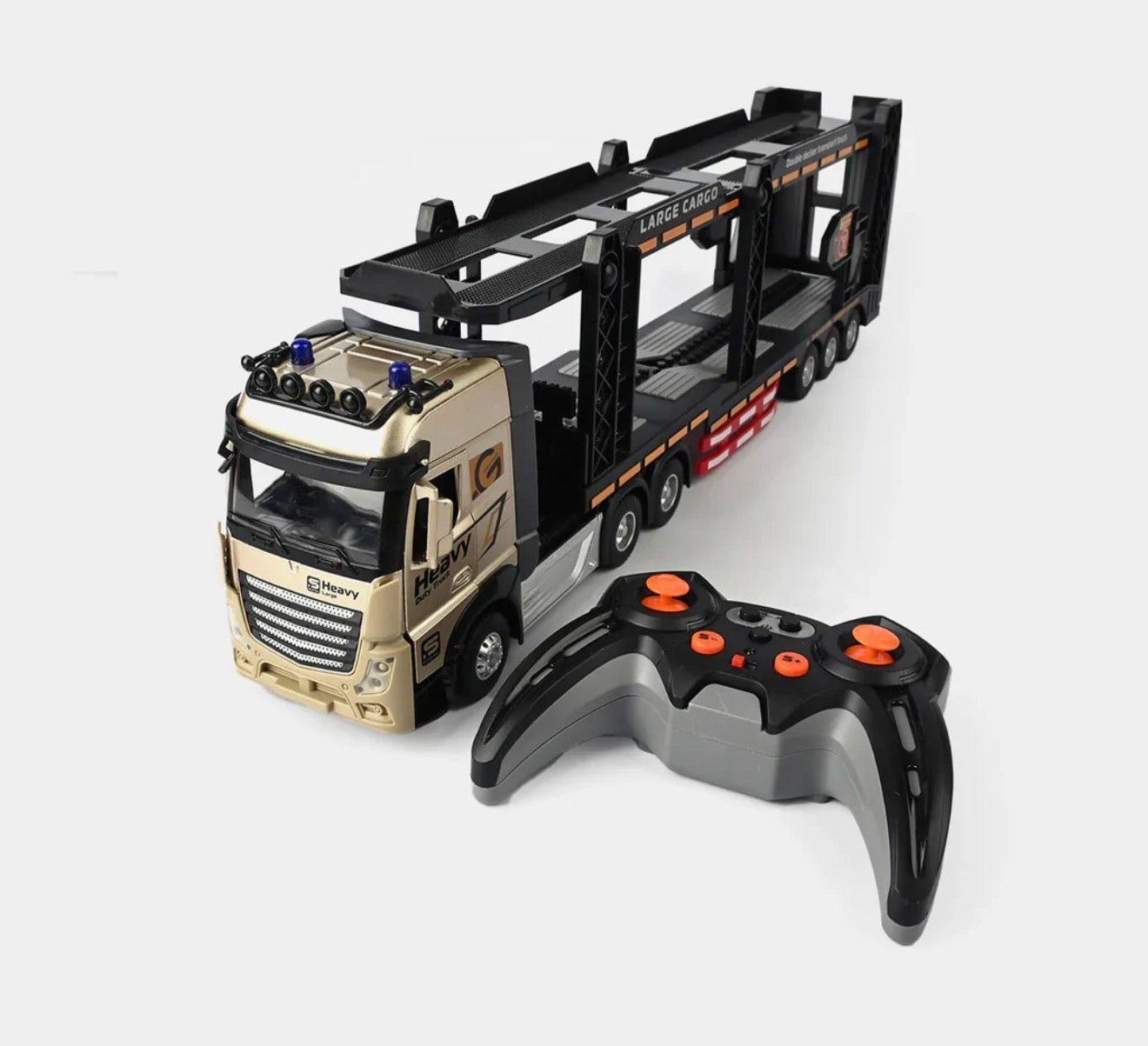 1:24 RC 2.4GHz Diecast Double-Layer Cargo Truck – Remote Control Large Truck Toy