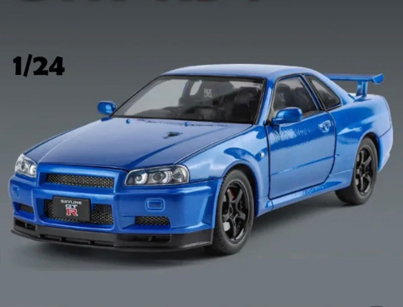 1:24 Diecast Nissan Skyline GTR-R34 Modified Model Car