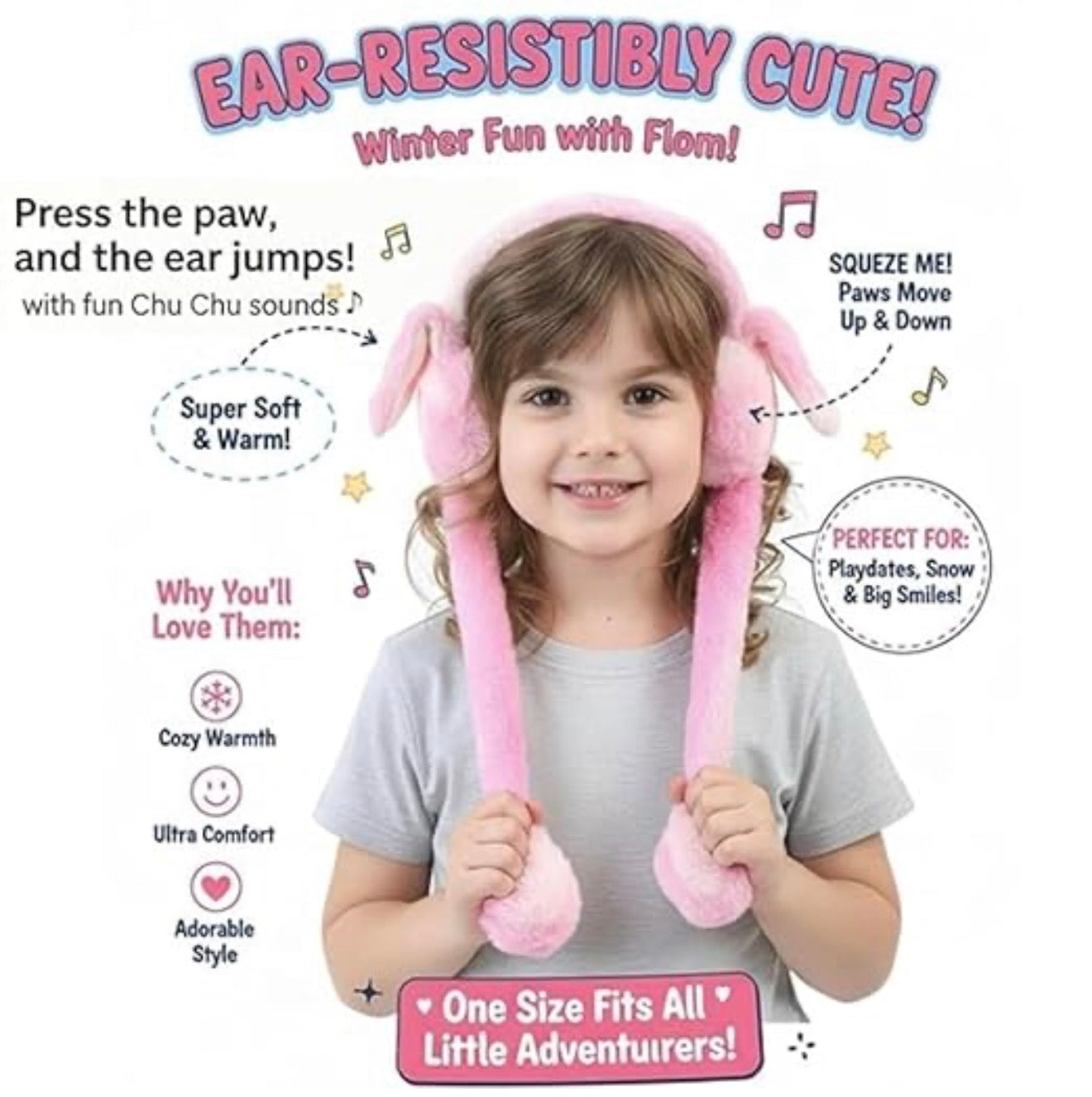 Fluffy Bunny Earmuffs for Kids – 1 Piece