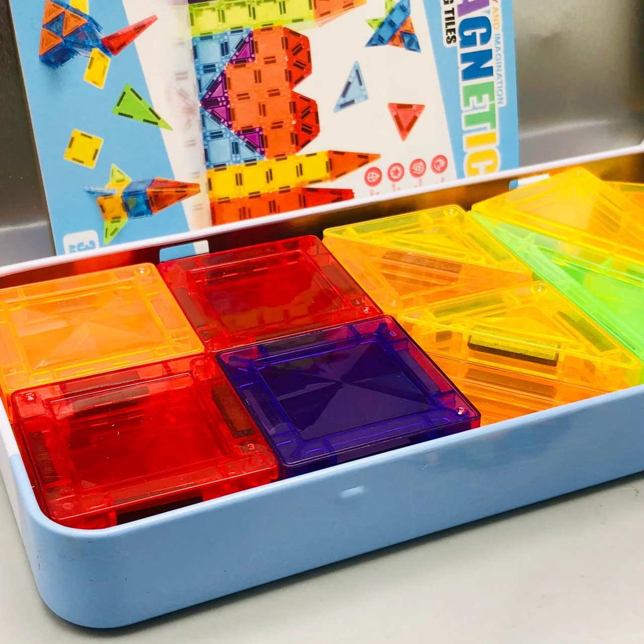 36Pcs Kids Magnetic Tiles Building Set With Storage Box