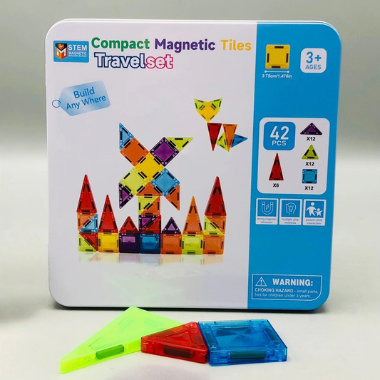 42Pcs Kids Magnetic Tiles Building Set With Storage Box