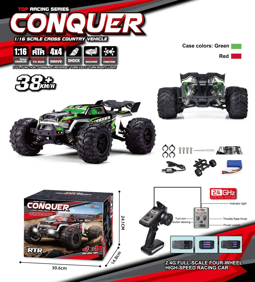 38Km/h RC 1:16 Conquer 4x4 Off-Road Truck
