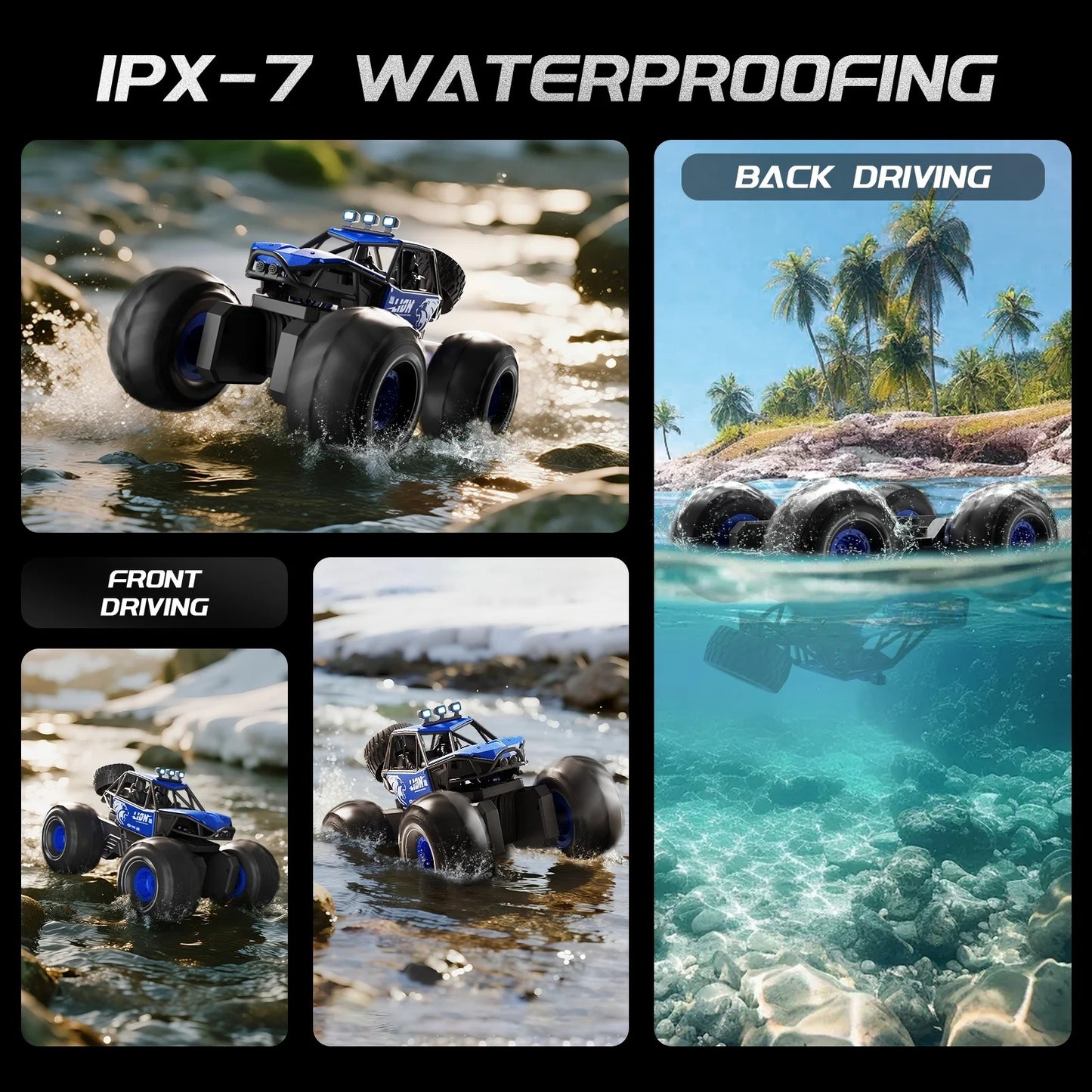 4DRC 1:14 Remote Control Cars , Waterproof 4WD off Road Truck Remote Control Car Metal ShellToys Gifts for Kids Adults Gift,blue