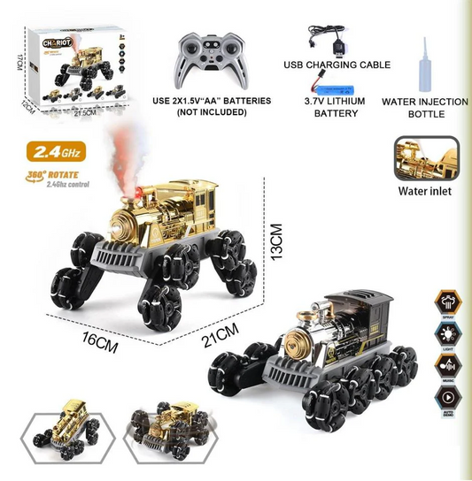 2.4GHz RC Chariot 8 Wheels Stunt Train With Smoke