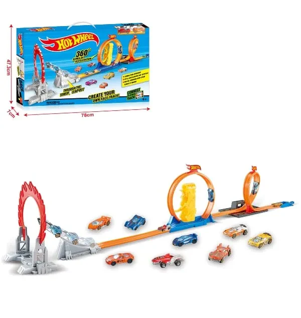 Hot Wheel Large Ring Speedway Racing Track With 2Pcs Cars