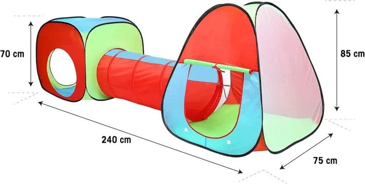 3 In 1 Children's, Kids Pop Up Play Tent And Tunnel Set -Foldable Pop Up Kids Toddler Play Tent For Boys, Girls, Indoor Outdoor Use With Tunnel And Ball Pit