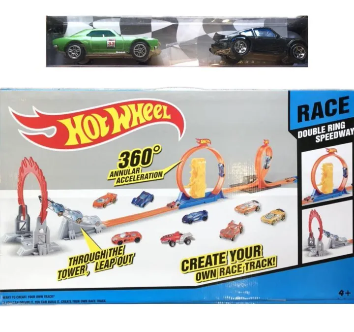 Hot Wheel Large Ring Speedway Racing Track With 2Pcs Cars