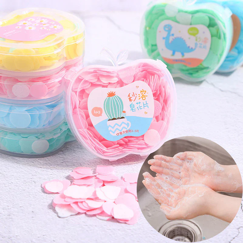1Pc Portable Travel Apple Shape Paper Soap